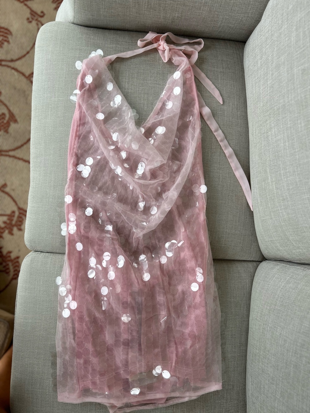 superdown Pink Halter Sequin Mini Dress